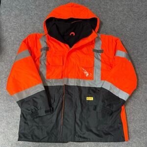 Men's ANSI Class 3 High Visibility Reflective Safety Jacket Orange/Black Size XL
